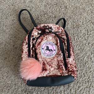Justice girls, pink sequence backpack